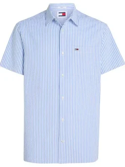 Chemise en coton ciel rayée coupe regular fit avec un col français