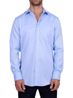 Chemise en coton ciel unie avec une fermeture boutonnée et une coupe droite