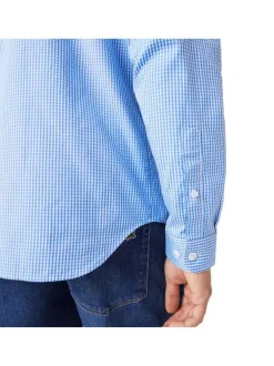 Chemise en coton ciel vichy coupe droite avec un col américain