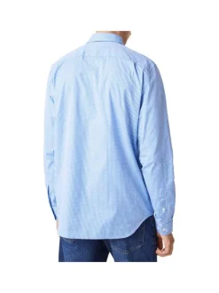 Chemise en coton ciel vichy coupe droite avec un col américain