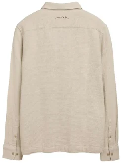 Chemise en coton écrue en maille à coupe regular fit et à manches boutonnées