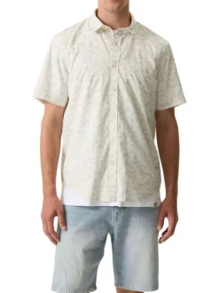 Chemise en coton écrue à imprimé floral avec une coupe droite