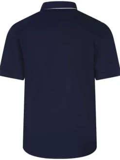 Chemise en coton en toile à beurre marine unie avec bande de propreté cachemire
