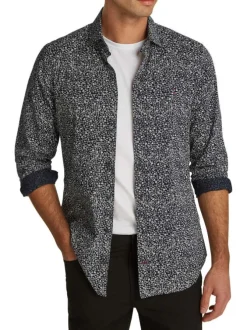 Chemise en coton en transition marine liberty à coupe slim et col français