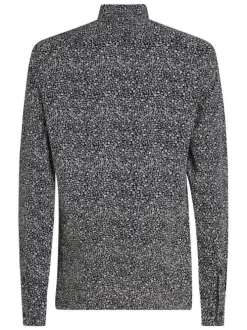 Chemise en coton en transition marine liberty à coupe slim et col français