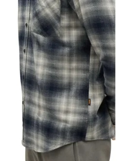 Chemise en coton grise à carreaux avec une coupe droite et un col américain