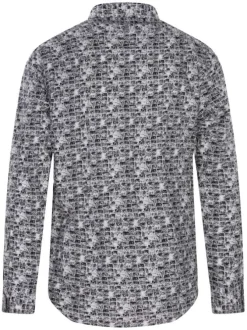 Chemise en coton grise imprimée avec des cassettes à coupe droite