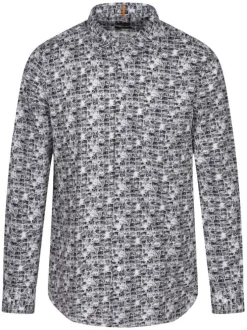 Chemise en coton grise imprimée avec des cassettes à coupe droite
