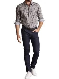 Chemise en coton grise à motifs et avec une coupe regular fit