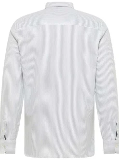 Chemise en coton grise rayée avec un col chemise et boutonnière