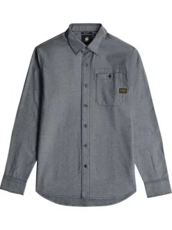 Chemise en coton grise unie avec une coupe droite et des boutons