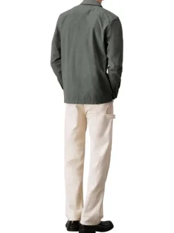 Chemise en coton grise unie coupe regular avec un col normal