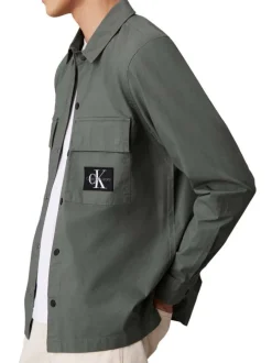 Chemise en coton grise unie coupe regular avec un col normal