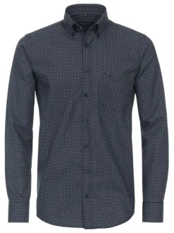 Chemise en coton indigo avec points imprimés et une coupe regular fit