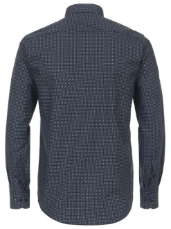 Chemise en coton indigo avec points imprimés et une coupe regular fit