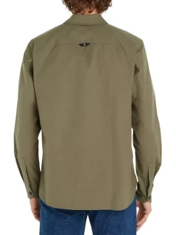 Chemise en coton kaki avec une coupe regular fit et un col français