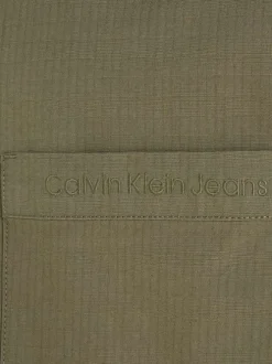 Chemise en coton kaki avec une coupe regular fit et un col français
