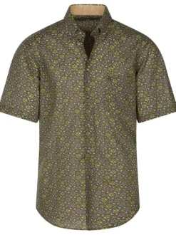 Chemise en coton kaki avec une coupe regular fit et un imprimé fleuri