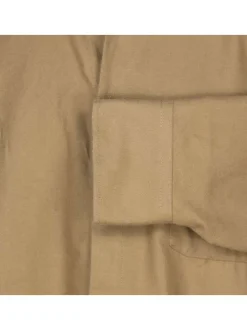 Chemise en coton kaki unie avec une coupe droite et un col américain