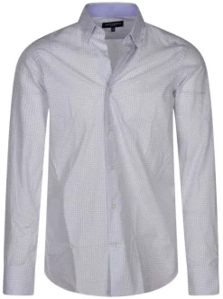 Chemise en coton lilas imprimée par des pois avec une fermeture boutonnée