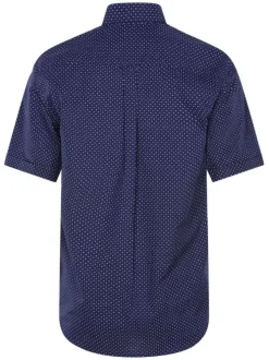 Chemise en coton marine avec une coupe droite et un col américain