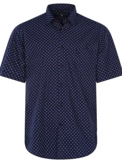 Chemise en coton marine avec une coupe droite et un col français