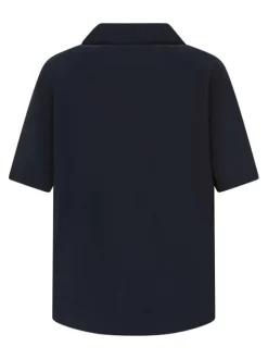 Chemise en coton marine en maille effet gaufrée avec une coupe droite
