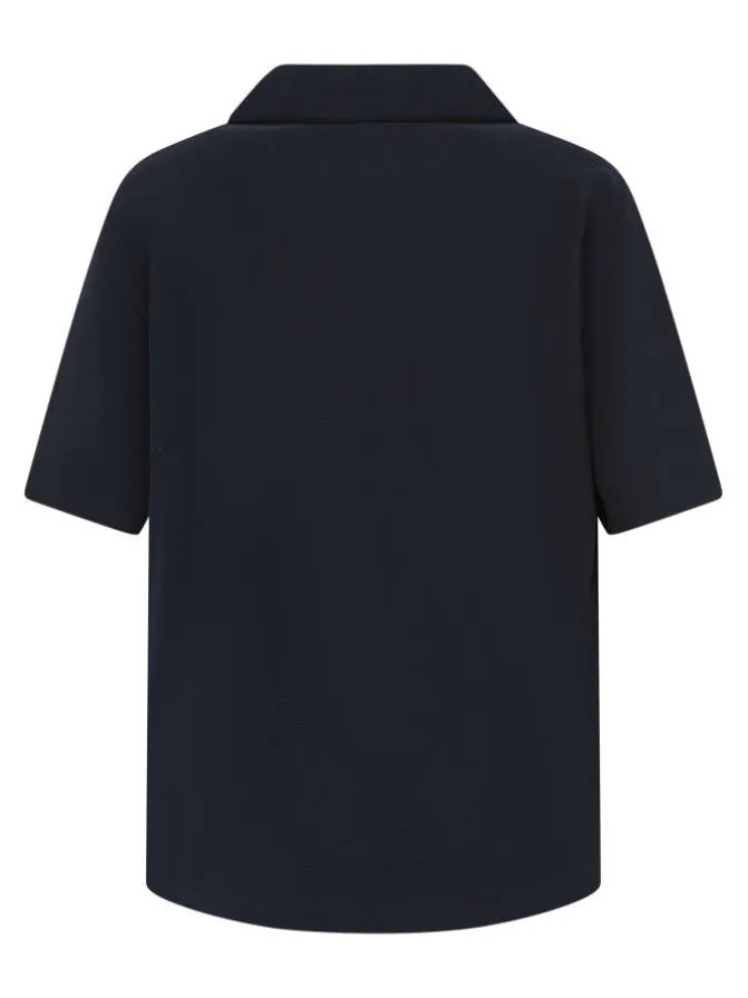 Chemise en coton marine en maille effet gaufrée avec une coupe droite