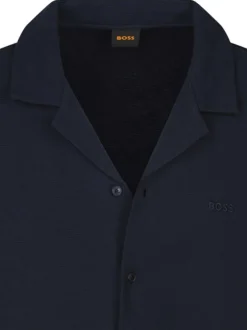 Chemise en coton marine en maille effet gaufrée avec une coupe droite