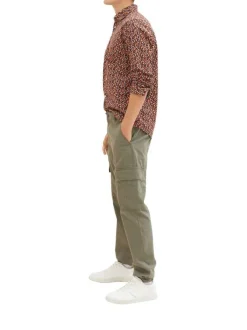 Chemise en coton marine imprimé coupe regular fit avec un col français