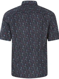 Chemise en coton marine imprimée par des fleurs avec une coupe regular fit