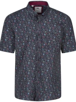 Chemise en coton marine imprimée par des fleurs avec une coupe regular fit