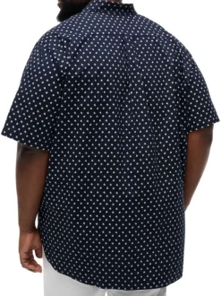 Chemise en coton marine à motifs pourvue d'un col américain