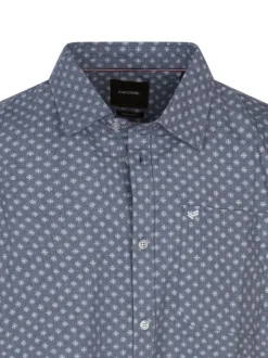 Chemise en coton marine uni avec une coupe regular fit et un col boutonné