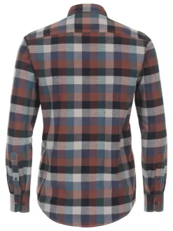 Chemise en coton marron à carreaux avec une coupe casual fit et un col américain