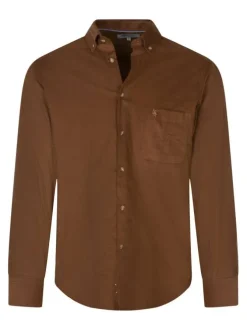 Chemise en coton marron effet velours à coupe droite avec un col à rabats