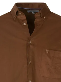 Chemise en coton marron effet velours à coupe droite avec un col à rabats