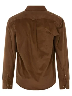 Chemise en coton marron effet velours à coupe droite avec un col à rabats