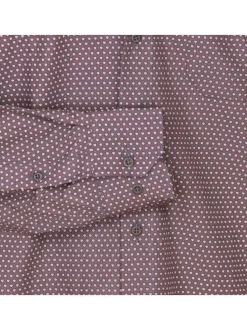 Chemise en coton marron imprimée avec une coupe droite et un col français