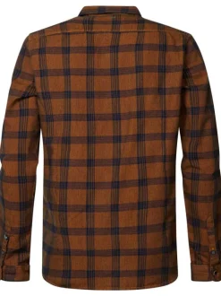 Chemise en coton marron tartan coupe regular fit et col français