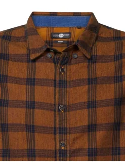 Chemise en coton marron tartan coupe regular fit et col français
