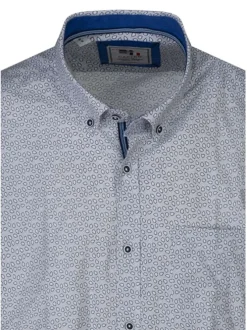 Chemise en coton mélangé blanche à motifs avec une coupe droite
