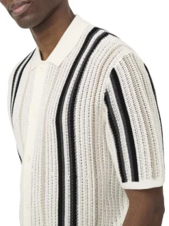 Chemise en coton mélangé blanche à rayures pourvu d'un col chemise