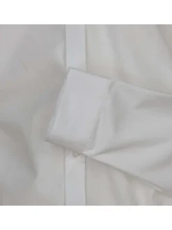 Chemise en coton mélangé blanche unie à coupe slim et col à revers courts