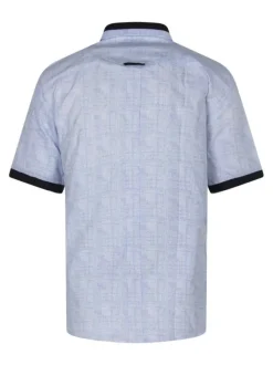 Chemise en coton mélangé bleu clair à motifs avec une coupe droite