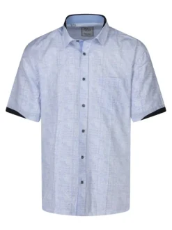 Chemise en coton mélangé bleu clair à motifs avec une coupe droite