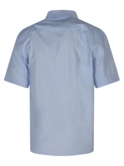Chemise en coton mélangé bleu clair à motifs avec une coupe droite