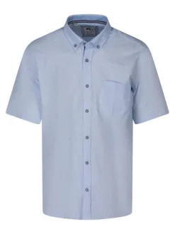 Chemise en coton mélangé bleu clair à motifs avec une coupe droite
