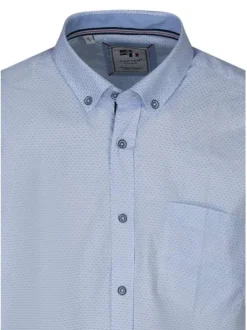 Chemise en coton mélangé bleu clair à motifs avec une coupe droite