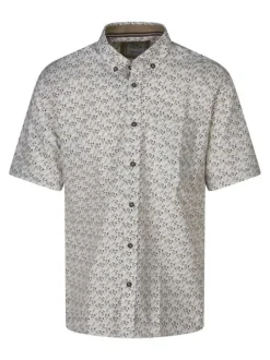 Chemise en coton mélangé écrue à motif floral avec une coupe droite